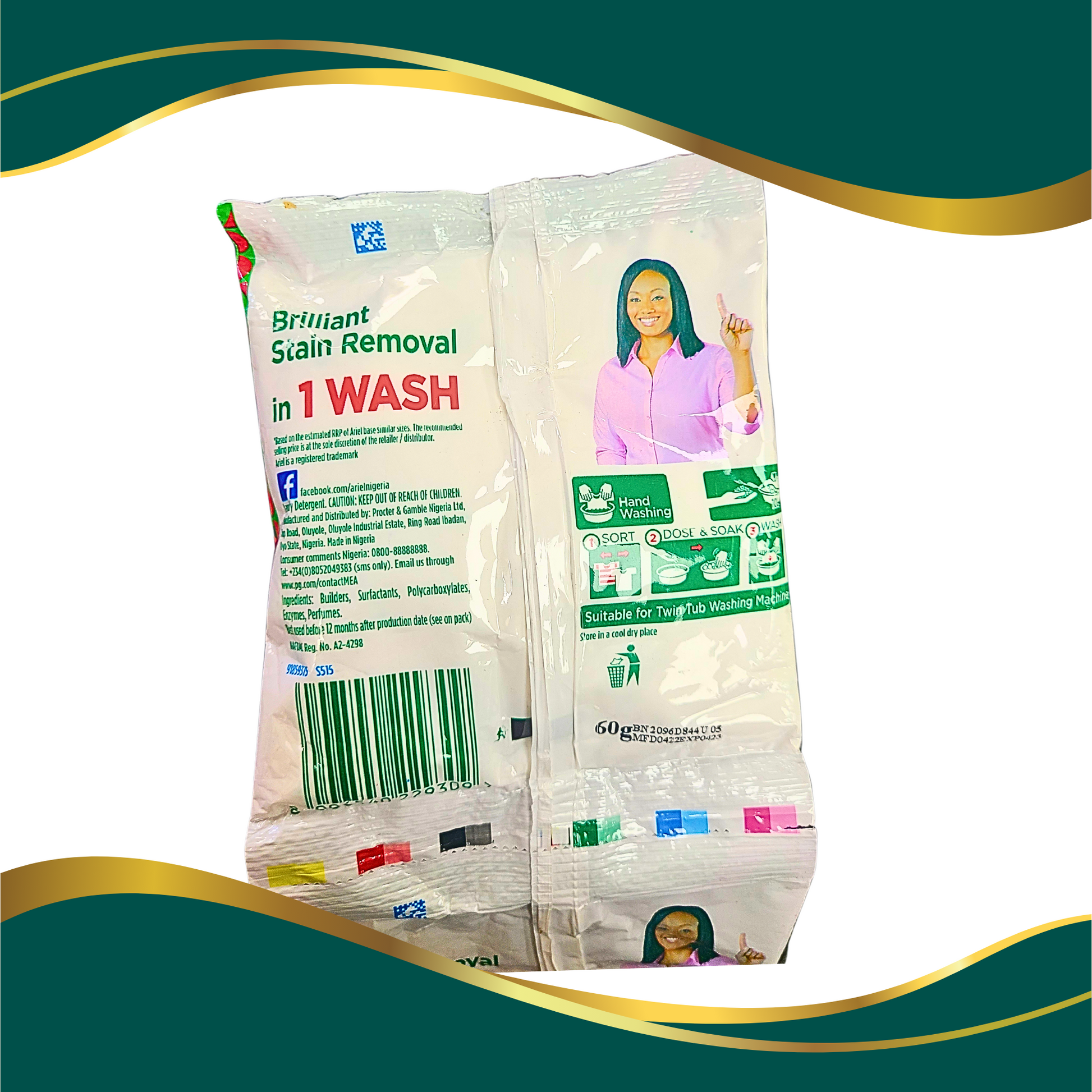  Ariel Laundry Detergent Sachet for Ankara and colours powder soap