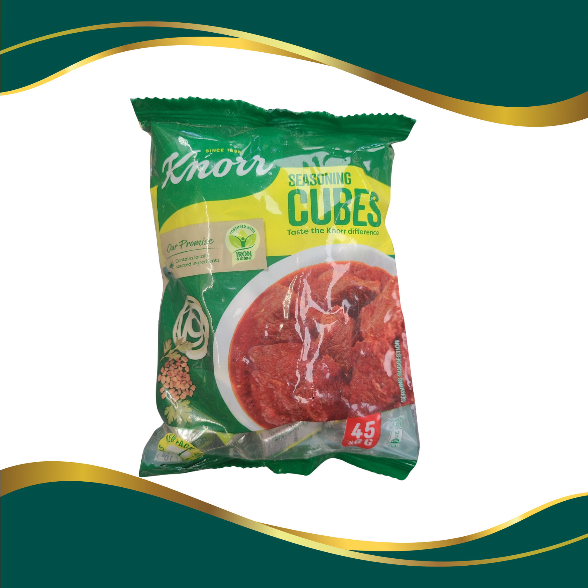 Knorr Unilever seasoning cibes beef flavour. Taste the knorr difference.  45 x 8g