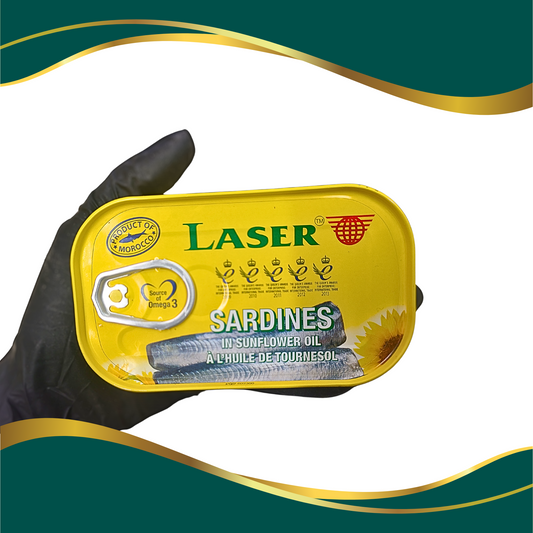 Laser Sardines canned fish Sardines in sunflower oil, product of Morocco