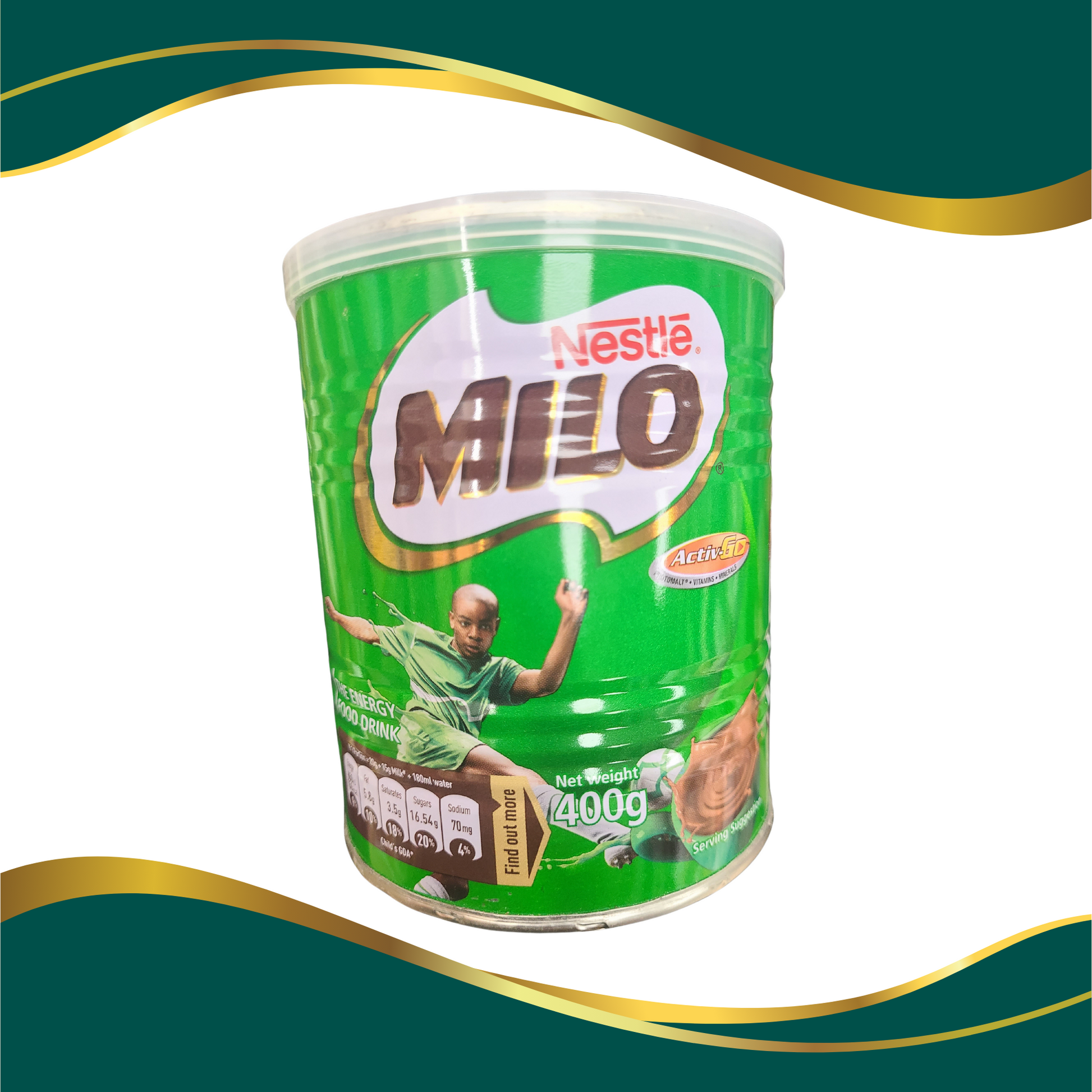 Nestle Milo Hot Chocolate Green container, 400g active go, energy drink, hot chocolate beverage, breakfast beverage