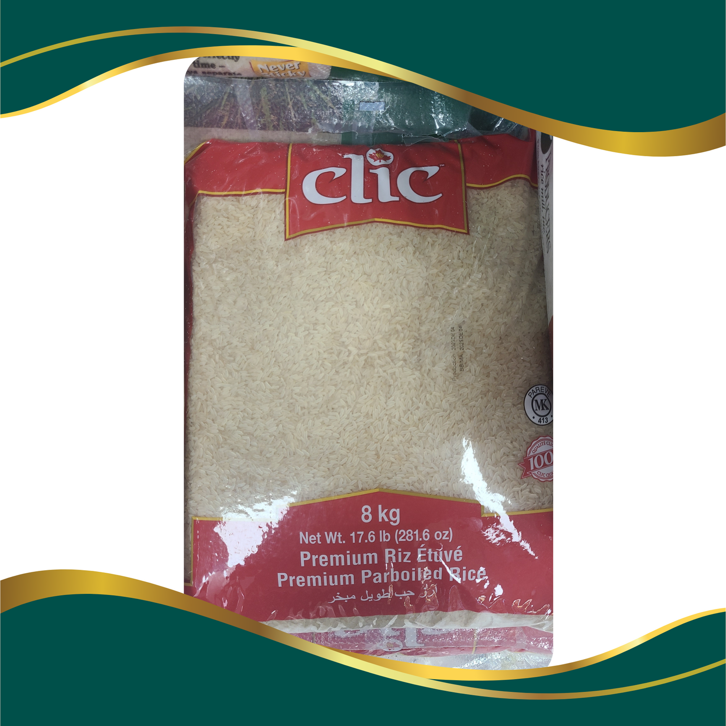 Clic Premium parboiled rice 8kg bag