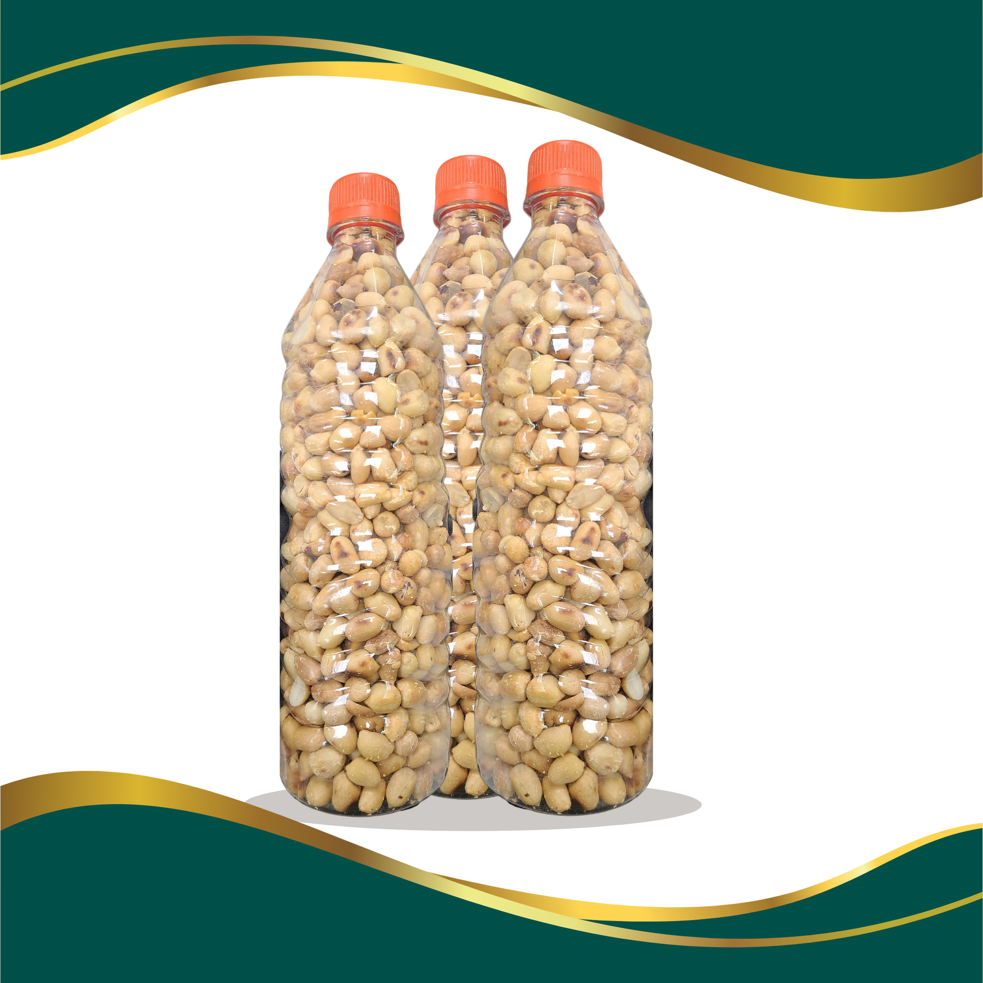 three bottles of Nigerian roasted peanuts, groundnuts, epa