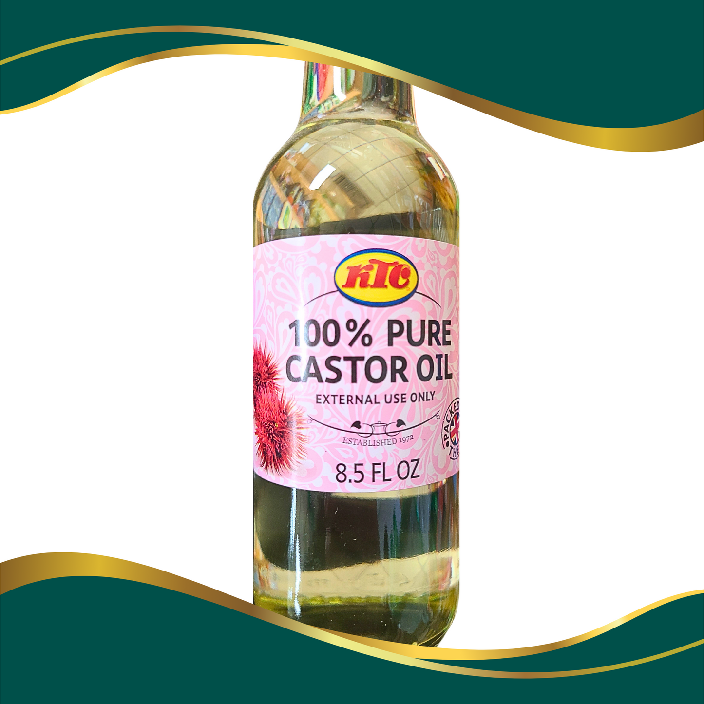 KTC 100% Pure Castor Oil established in 1972, external use only 8.5 fl oz