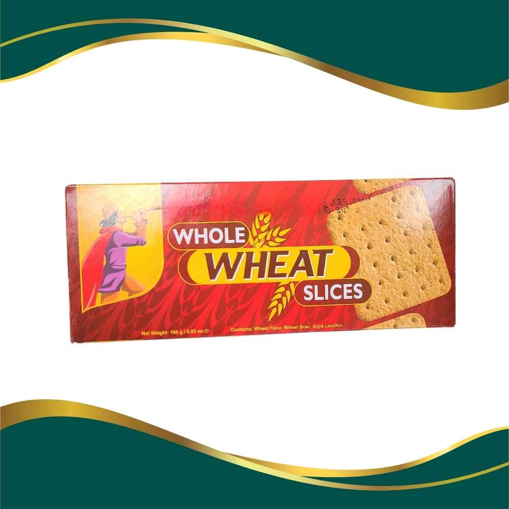 Whole Wheat Slices net weight 169g contains wheat flour, wheat bran and Soya Lecithin, healthy wheat biscuit, healthy biscuit snacks